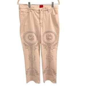 Very Vera Beige Embroidered High-Waist Jeans
